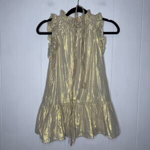 Tea Collection Girl’s Gold Shimmer Ruffle Dress Size 7